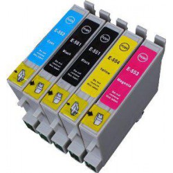 Pack de 5 Cartucho  De Tinta Compatible EPSON T0555 4 colores C13T05514010, 	C13T05544010, C13T05534010 y  C13T05524010