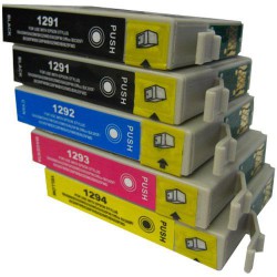 Pack de 5 Cartucho  De Tinta Compatible EPSON T1295 4 colores C13T12914010, C13T12924010, C13T12934010 y C13T12944010