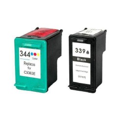 Pack de 2 Cartucho  De Tinta Compatible HP 339 + 344 4 colores C8767EE y C9363EE